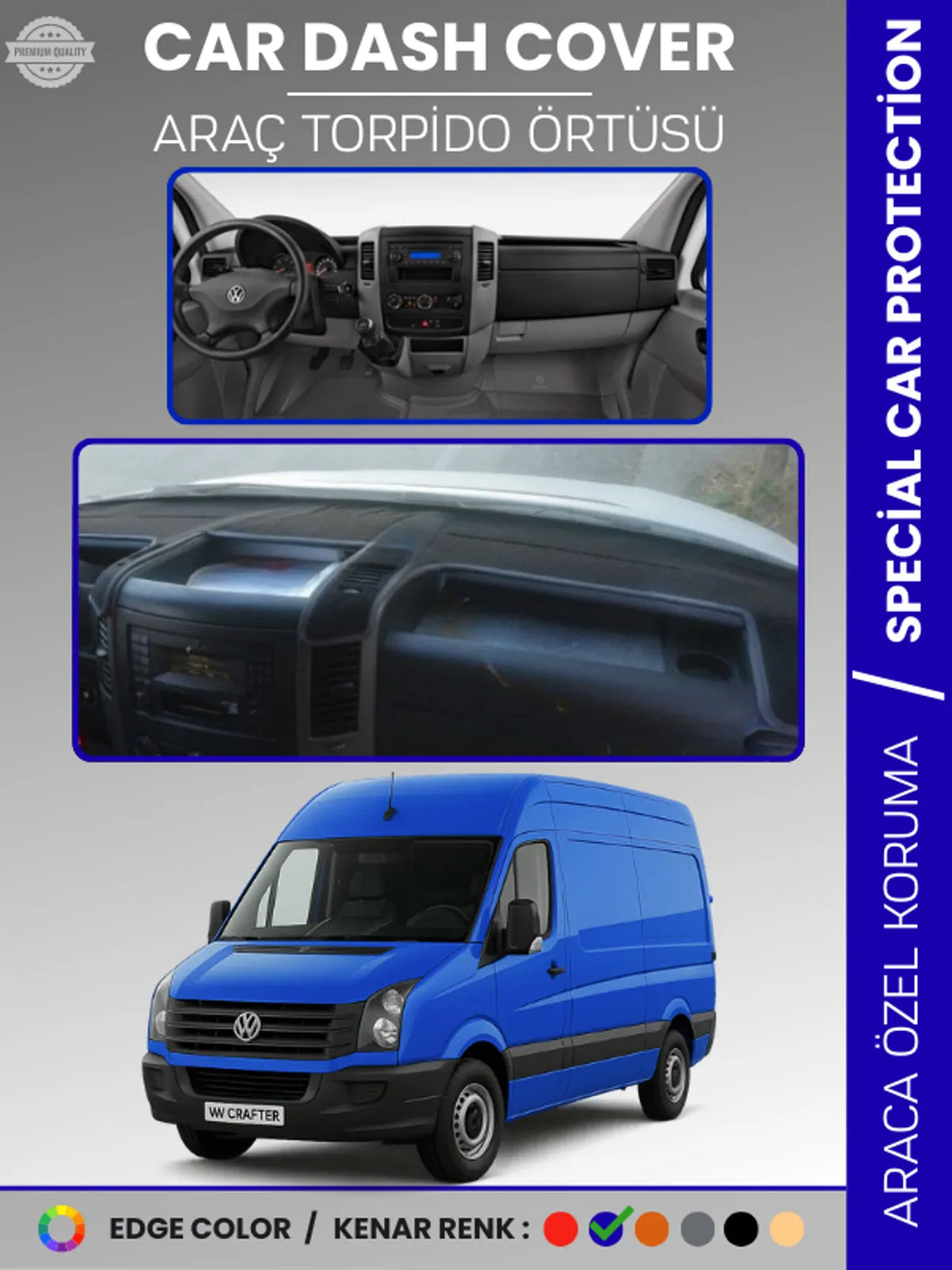 VOLKSWAGEN CRAFTER 1.NESİL LT3 KASA (2012-2019) Uyumlu Torpido Örtüsü Araca Özel Ön Göğüs Koruma
