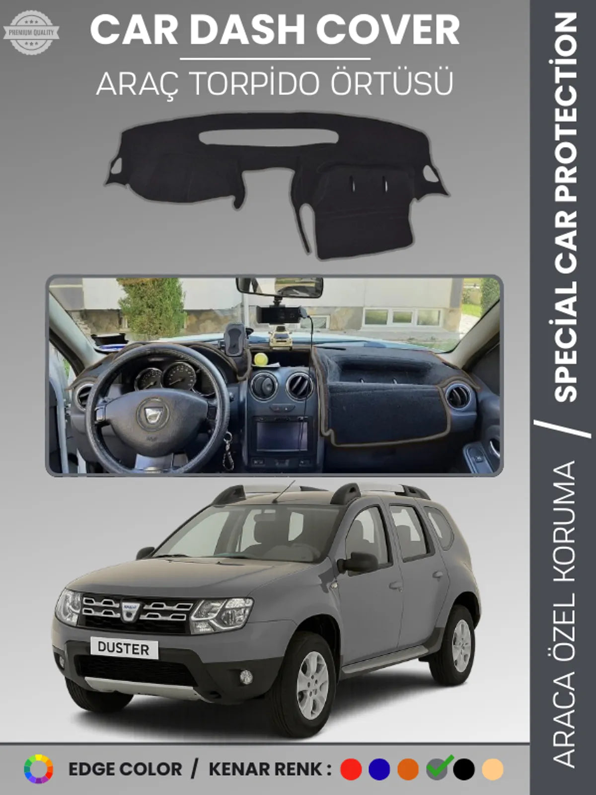 DACIA DUSTER (2015+) Uyumlu Torpido Örtüsü Araca Özel Ön Göğüs Koruma
