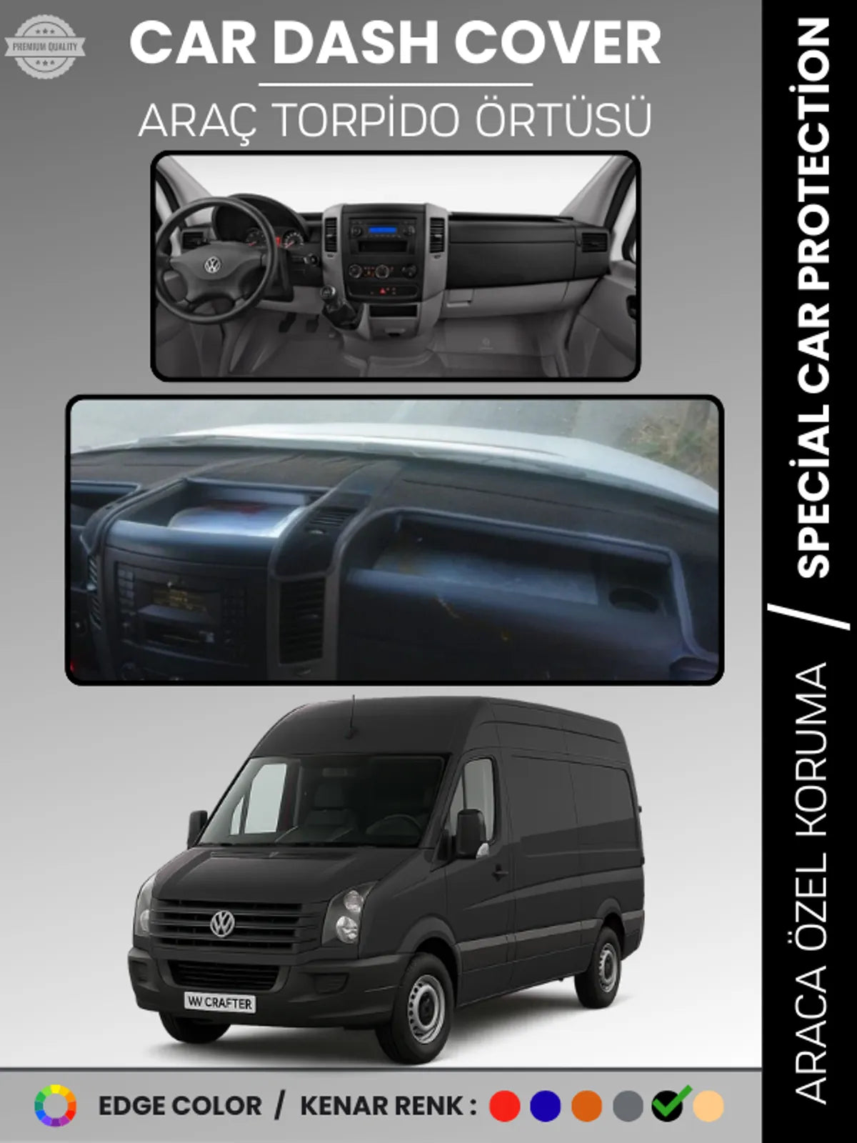 VOLKSWAGEN CRAFTER 1.NESİL LT3 KASA (2012-2019) Uyumlu Torpido Örtüsü Araca Özel Ön Göğüs Koruma