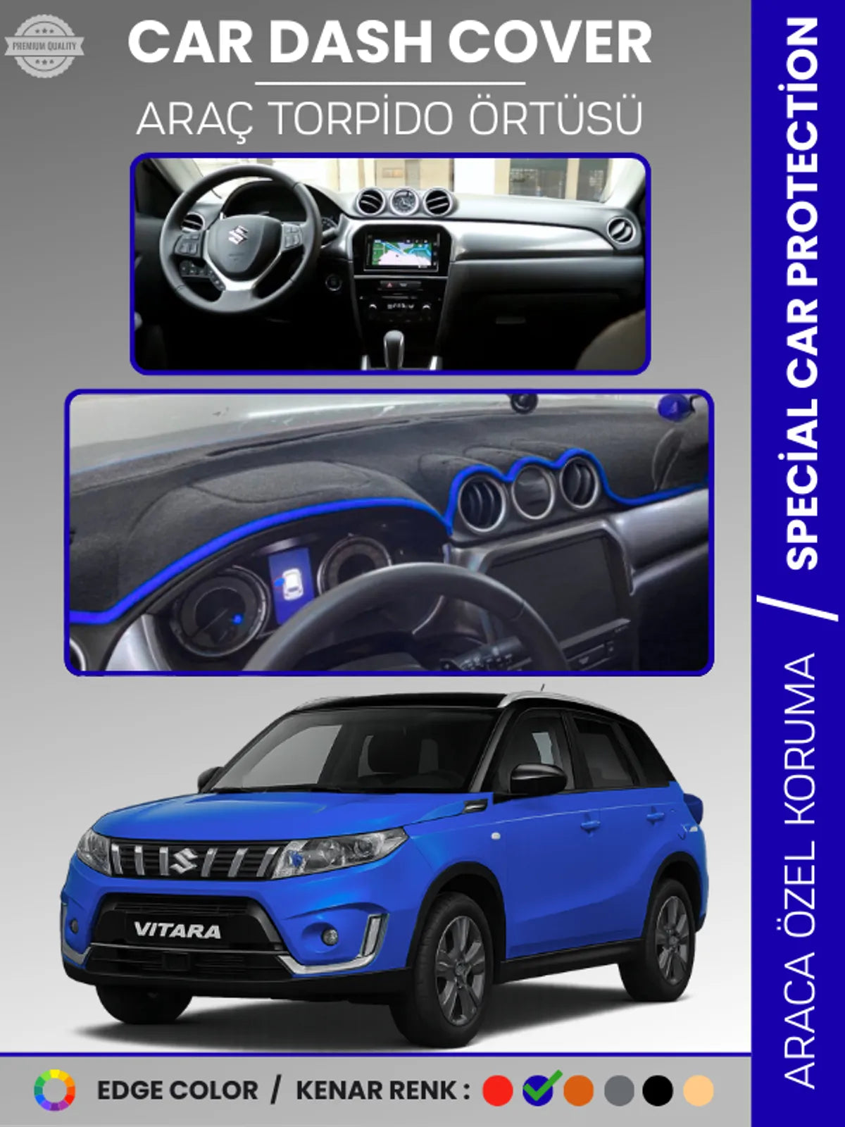 SUZUKİ GRAND VİTARA (2014-2021) Uyumlu Torpido Örtüsü Araca Özel Ön Göğüs Koruma