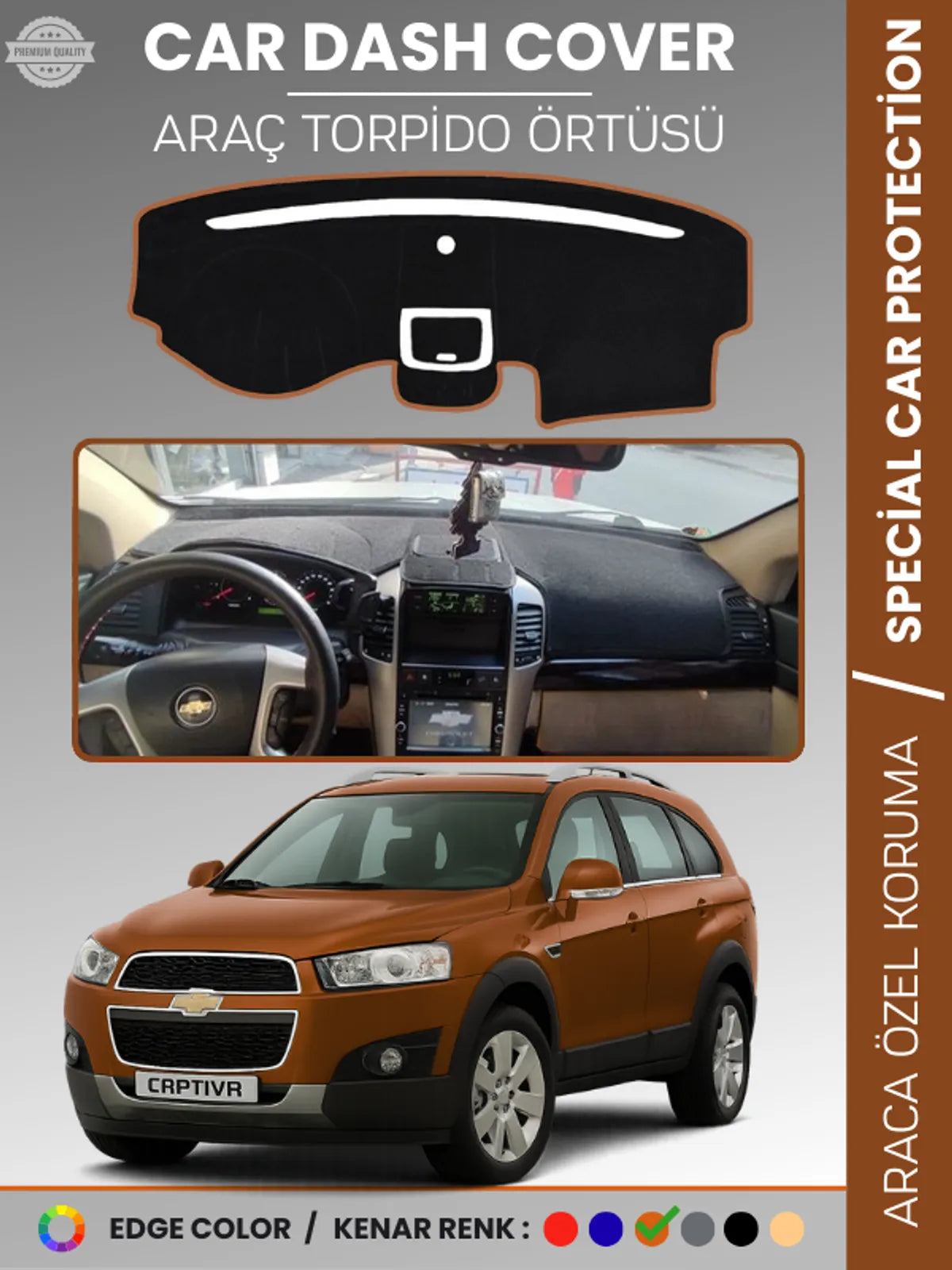 CHEVROLET CAPTİVA (2008-2011) Uyumlu Torpido Örtüsü Araca Özel Ön Göğüs Koruma