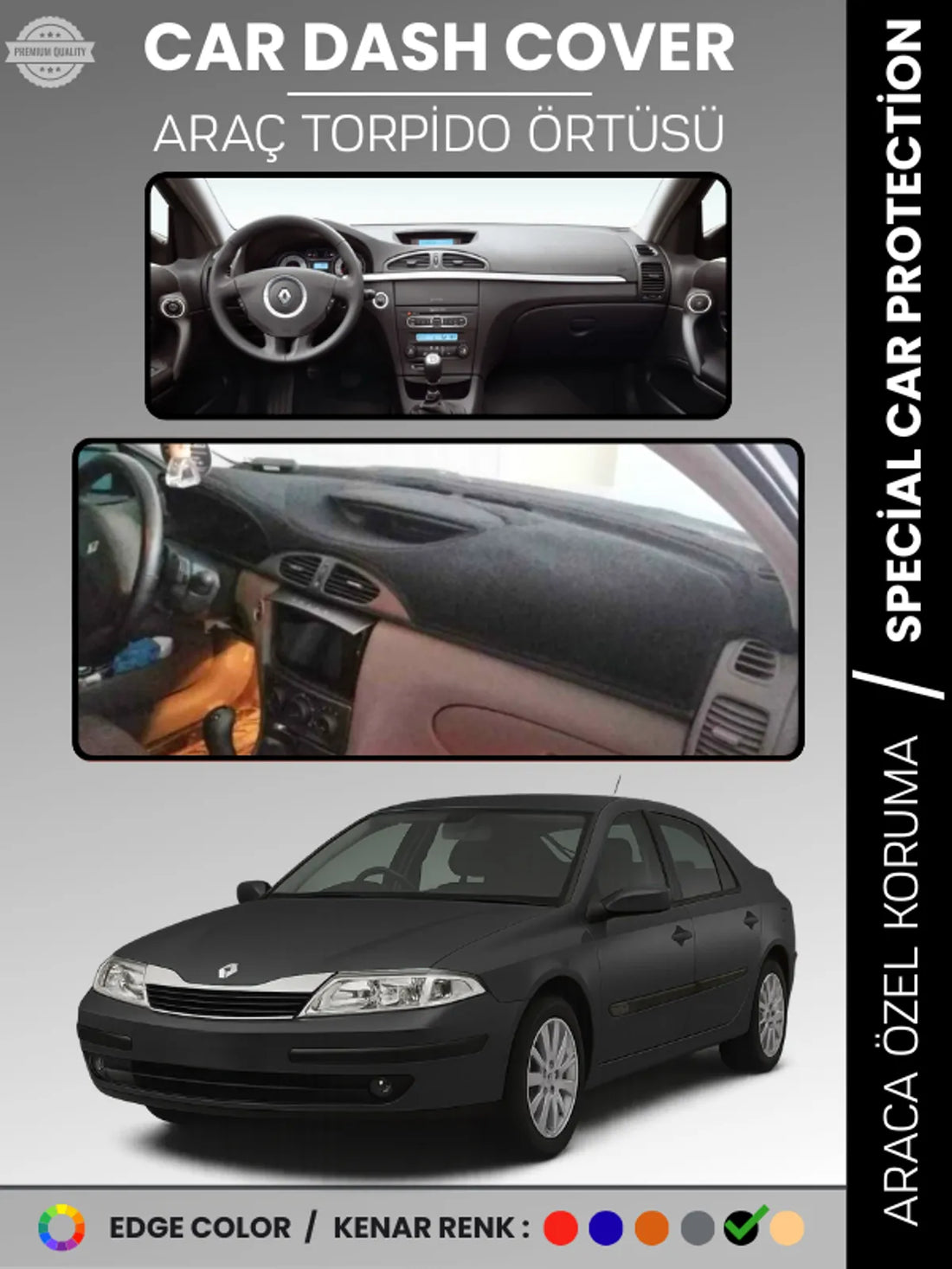 RENAULT LAGUNA 2 (2002-2007) Uyumlu Torpido Örtüsü Araca Özel Ön Göğüs Koruma
