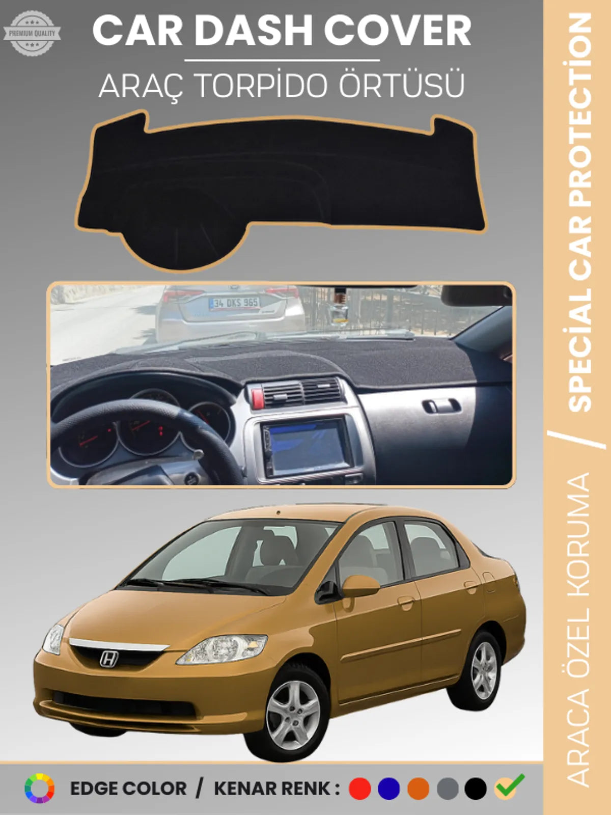 HONDA CITY (2002-2007) Uyumlu Torpido Örtüsü Araca Özel Ön Göğüs Koruma