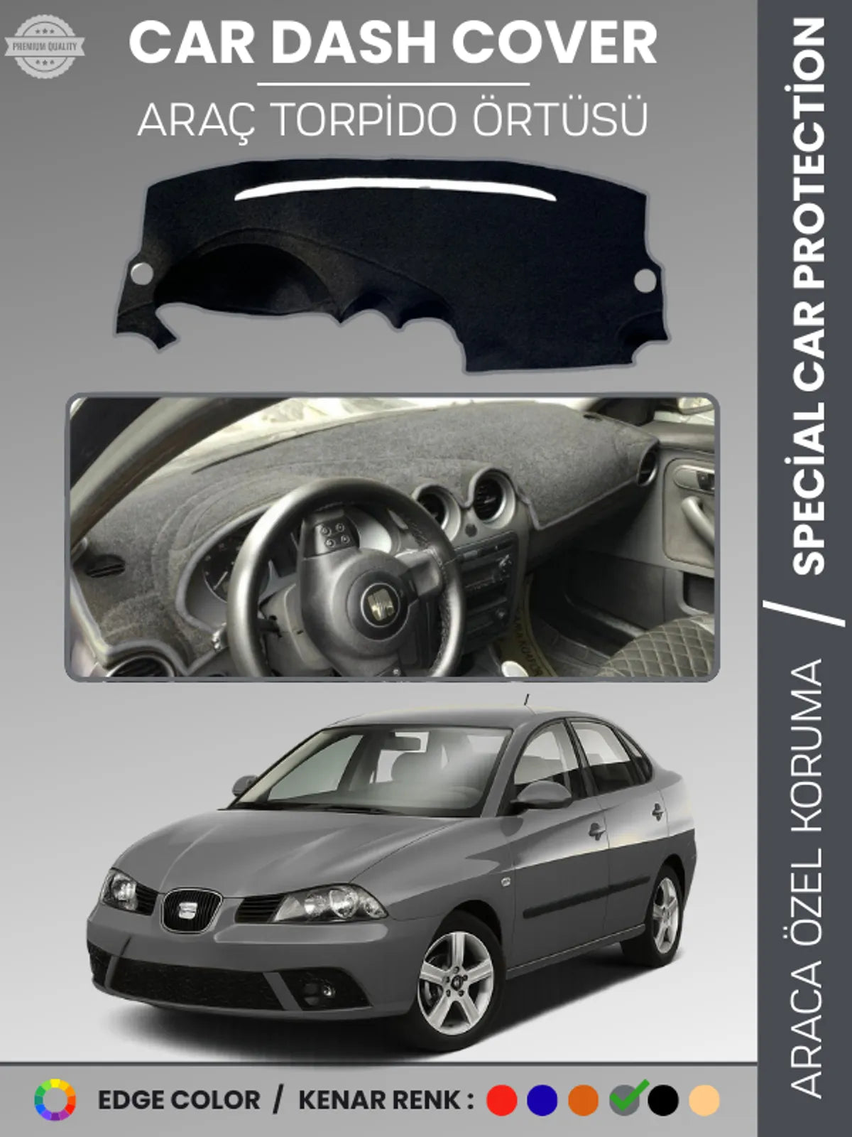 SEAT CORDOBA (2001-2008) Uyumlu Torpido Örtüsü Araca Özel Ön Göğüs Koruma