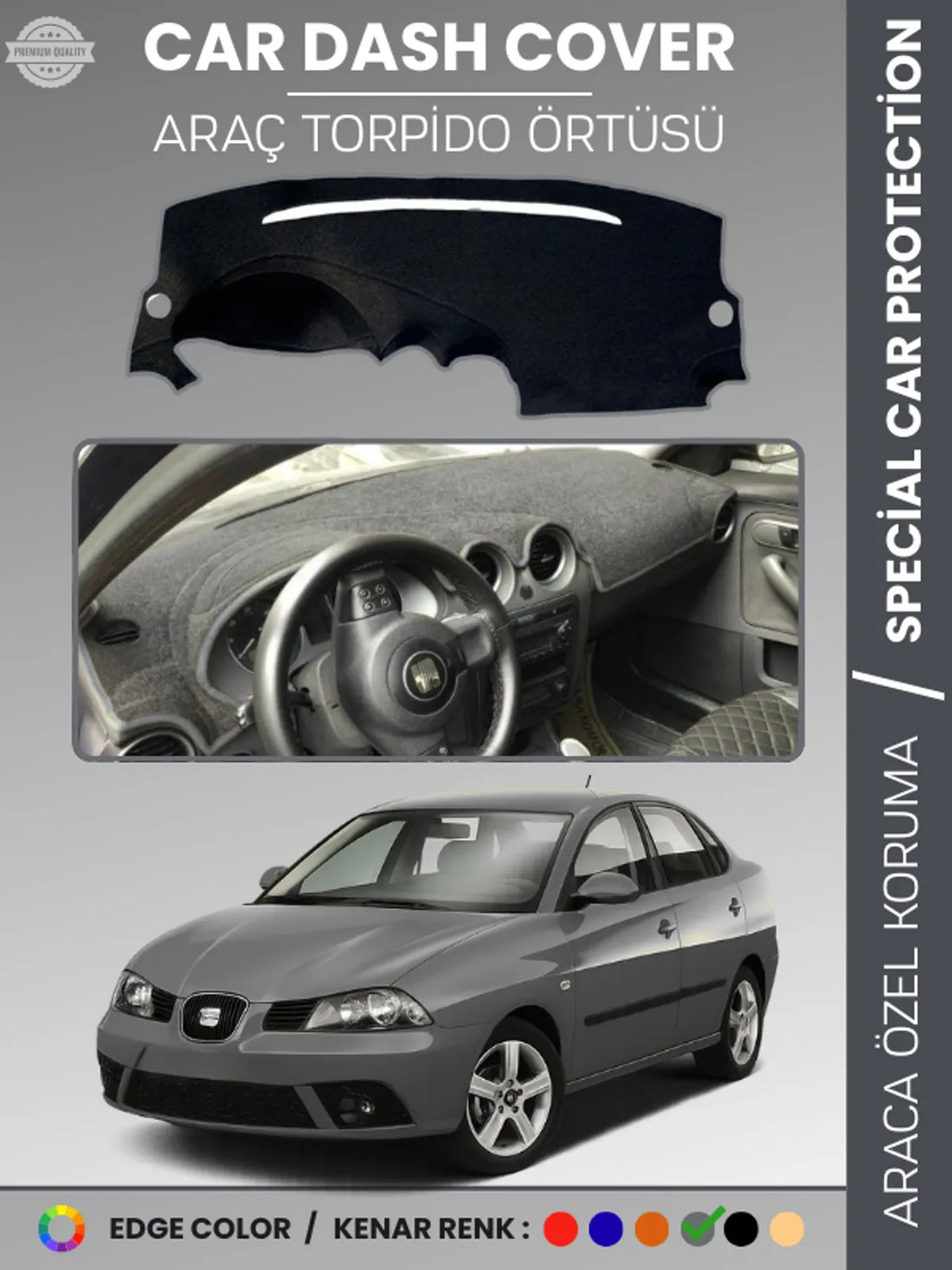 SEAT CORDOBA (2001-2008) Uyumlu Torpido Örtüsü Araca Özel Ön Göğüs Koruma