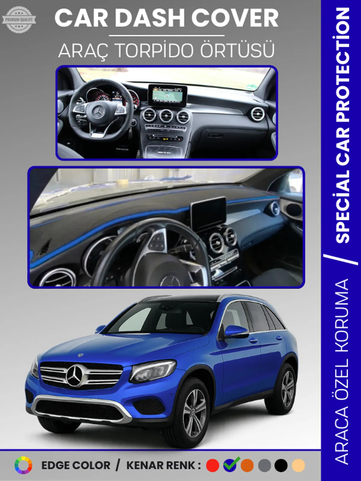 MERCEDES GLC (2015-2020) Uyumlu Torpido Örtüsü Araca Özel Ön Göğüs Koruma