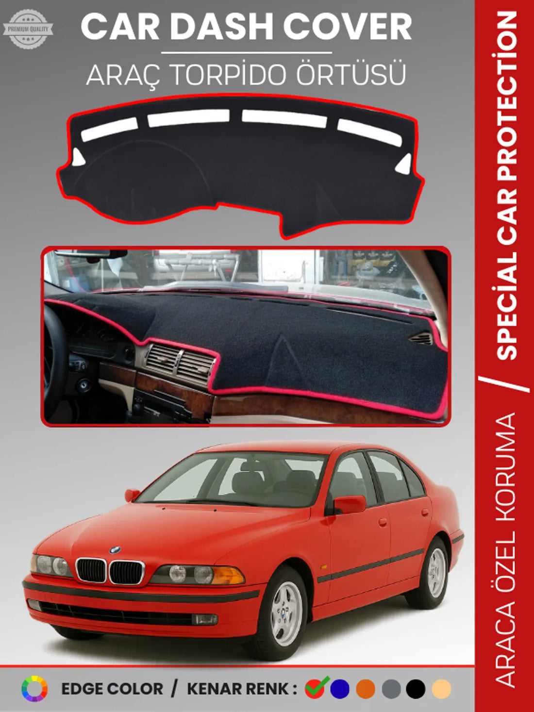 Bmw E39 (2006-2010) Uyumlu Torpido Örtüsü Araca Özel Ön Göğüs Koruma
