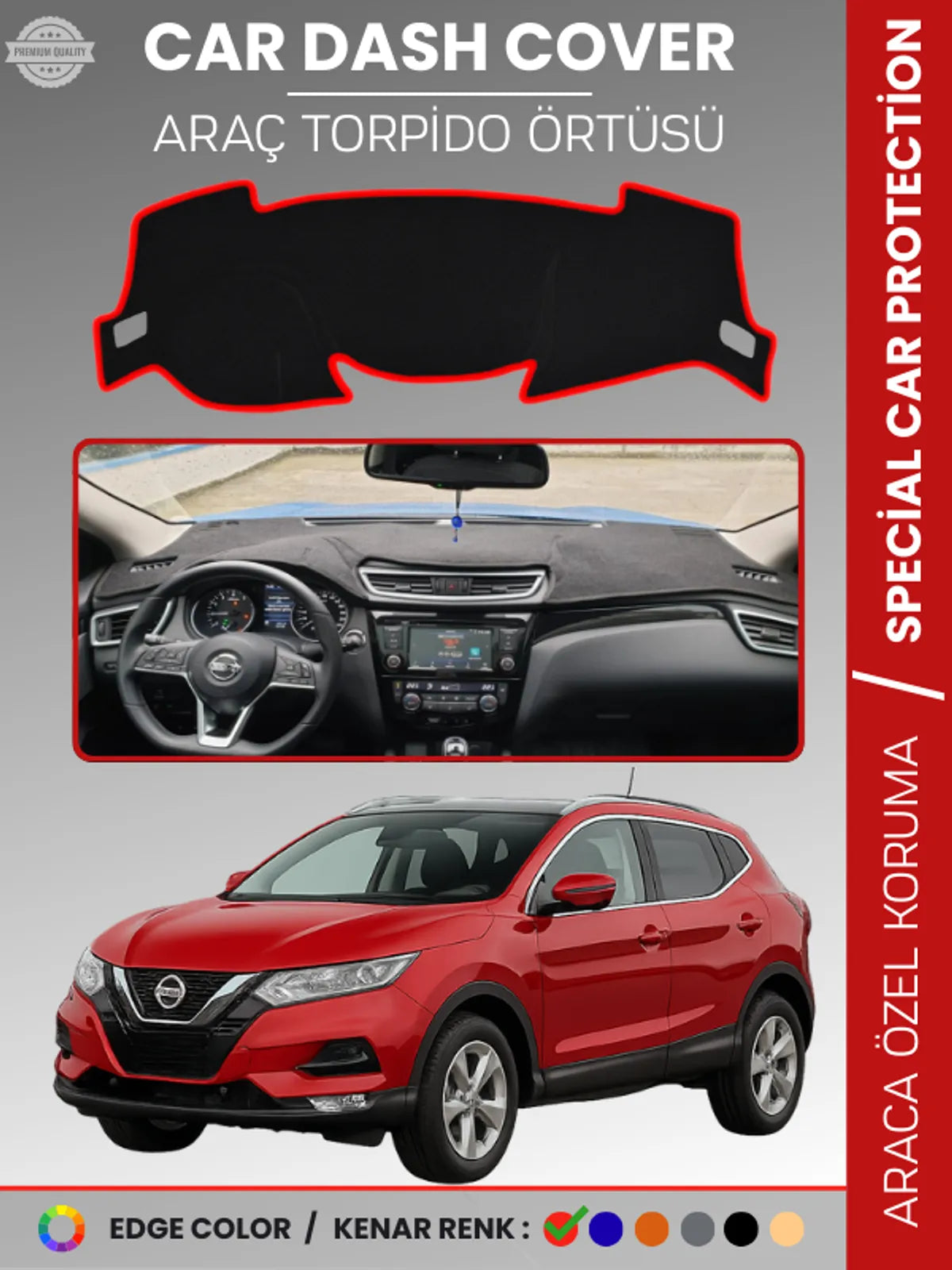 NİSSAN QASHQAİ J11 (2013-2020) Uyumlu Torpido Örtüsü Araca Özel Ön Göğüs Koruma