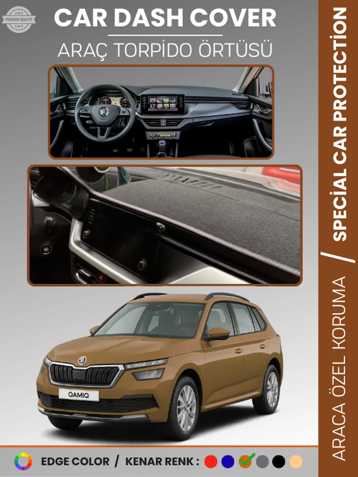 SKODA KAMIQ (2019-2024) Uyumlu Torpido Örtüsü Araca Özel Ön Göğüs Koruma