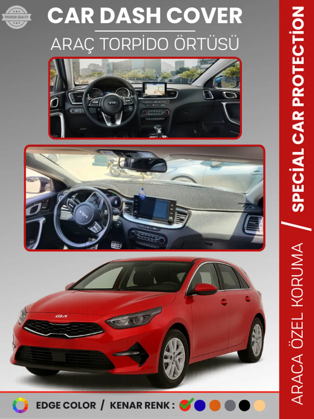 KIA CEED CD KASA (2018-2024) Uyumlu Torpido Örtüsü Araca Özel Ön Göğüs Koruma