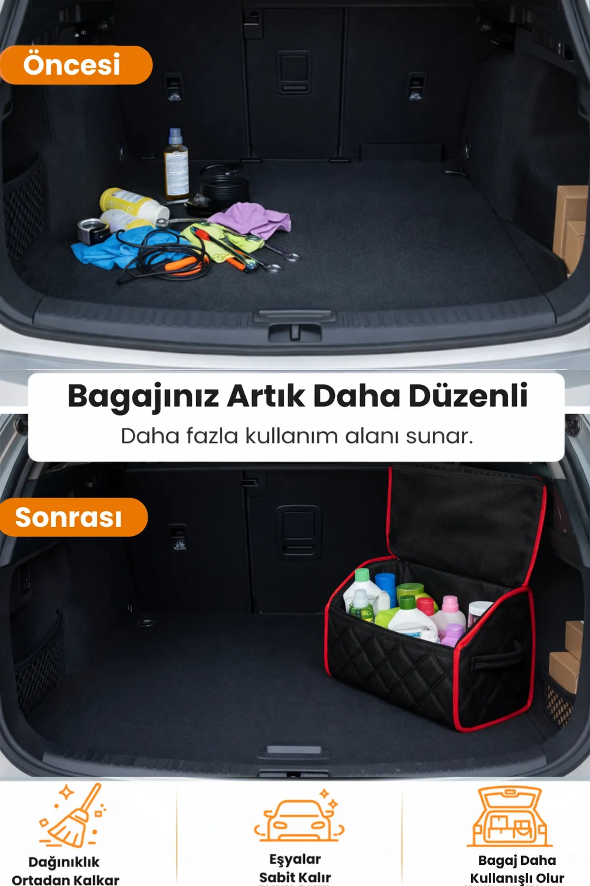Oto Bagaj Çantası Lüks Tay Tüyü Su Geçirmez Kaymaz Katlanır Düzenleyici