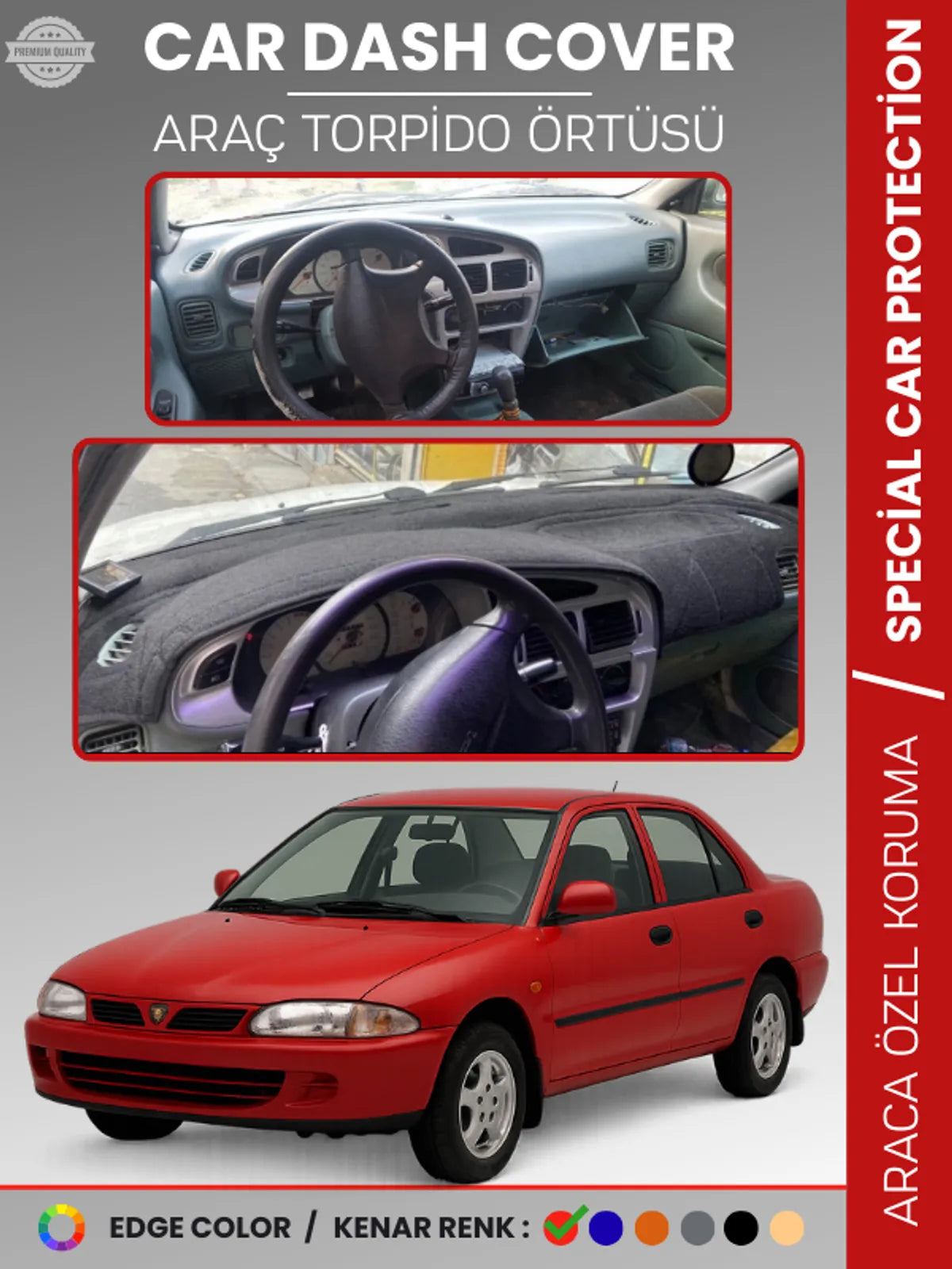 PROTON 415 / WIRA (1993-2004) Uyumlu Torpido Örtüsü Araca Özel Ön Göğüs Koruma
