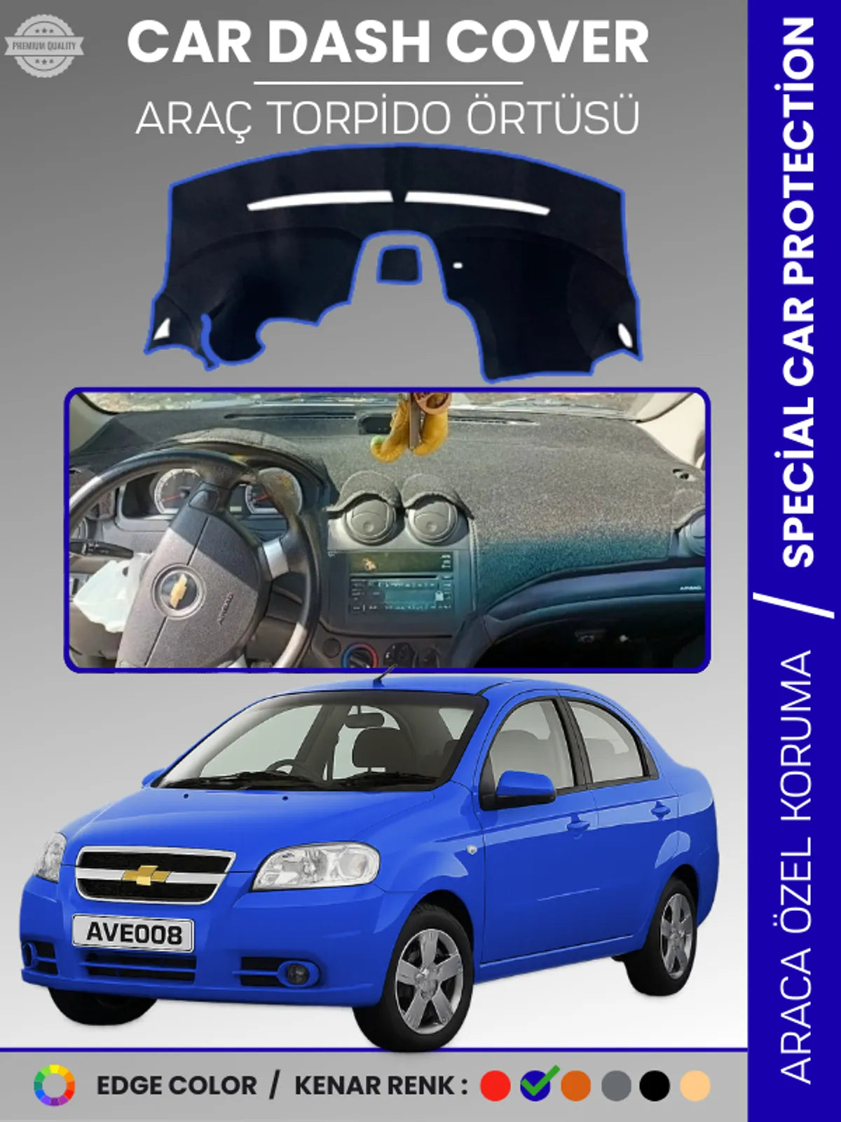 CHEVROLET AVEO (2006-2011) Uyumlu Torpido Örtüsü Araca Özel Ön Göğüs Koruma