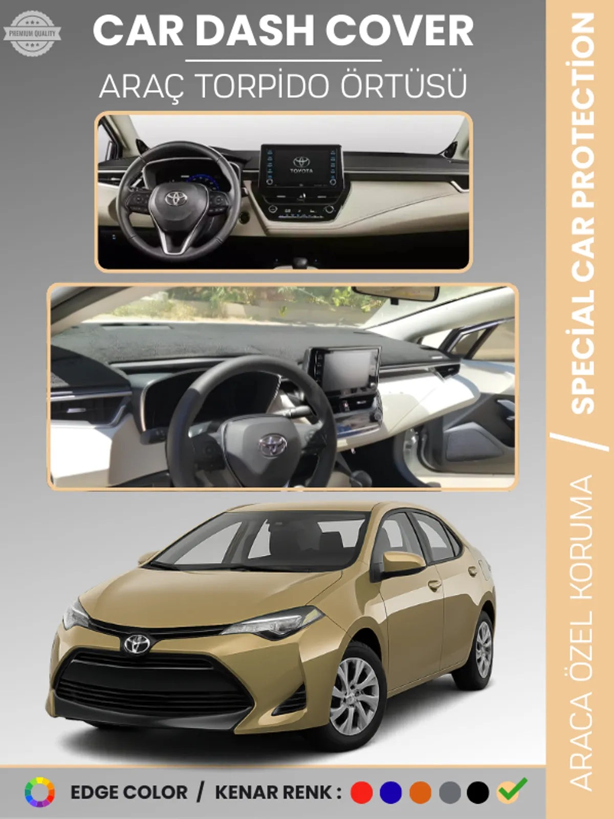 TOYOTA COROLLA (2019+) Uyumlu Torpido Örtüsü Araca Özel Ön Göğüs Koruma