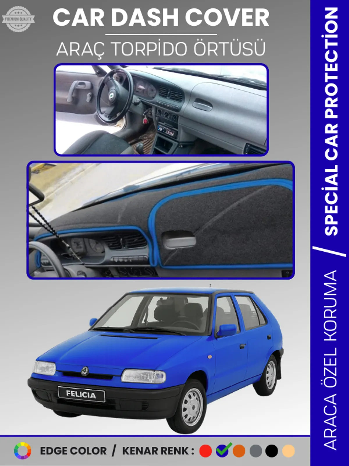 SKODA FELICIA (1994-2001) Uyumlu Torpido Örtüsü Araca Özel Ön Göğüs Koruma