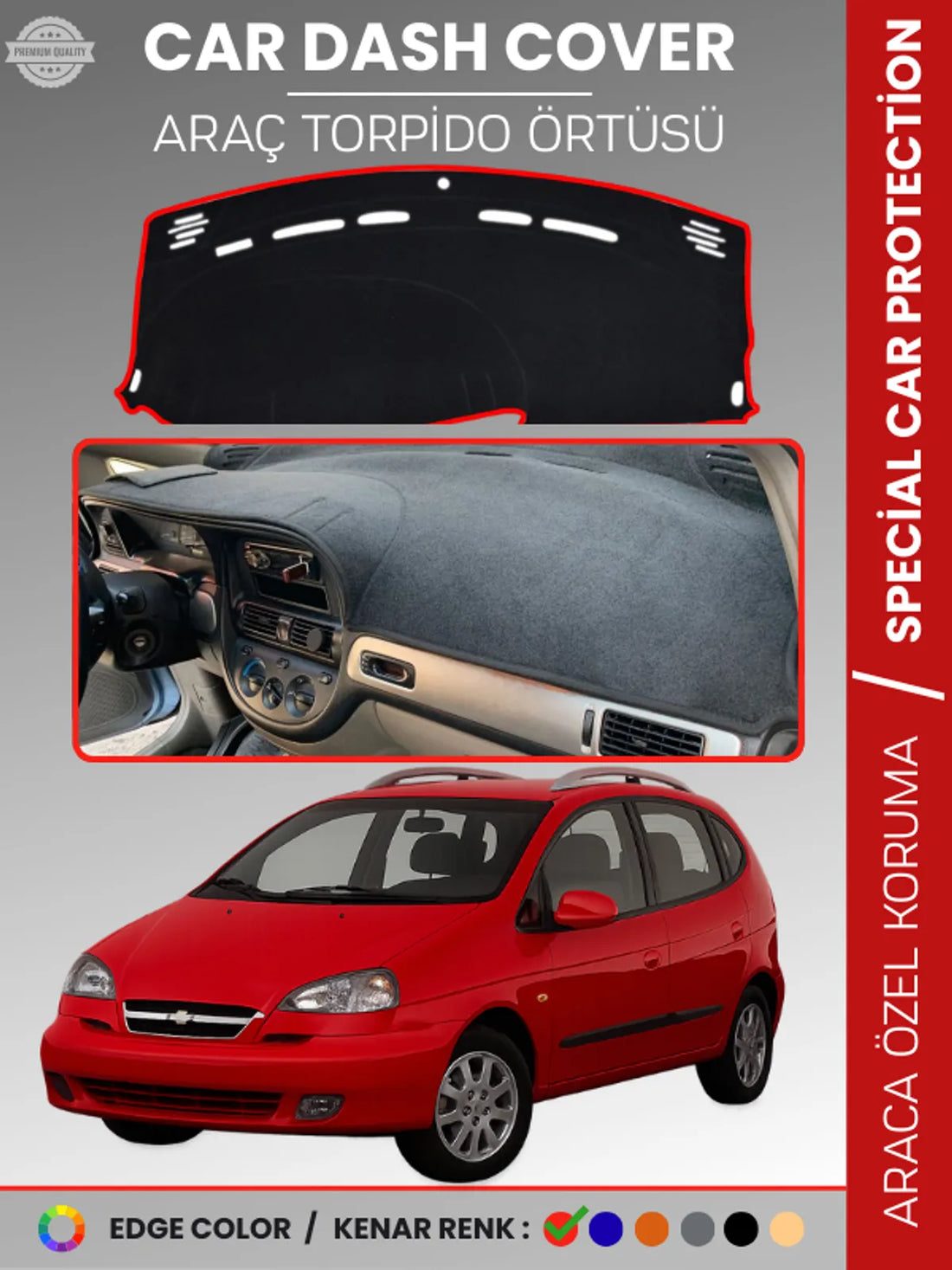 CHEVROLET REZZO (2000-2011) Uyumlu Torpido Örtüsü Araca Özel Ön Göğüs Koruma