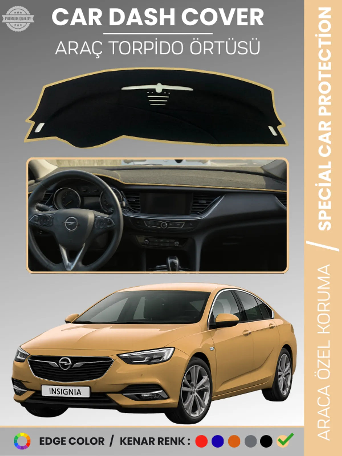 OPEL INSIGNIA B (2017-2022) Uyumlu Torpido Örtüsü Araca Özel Ön Göğüs Koruma
