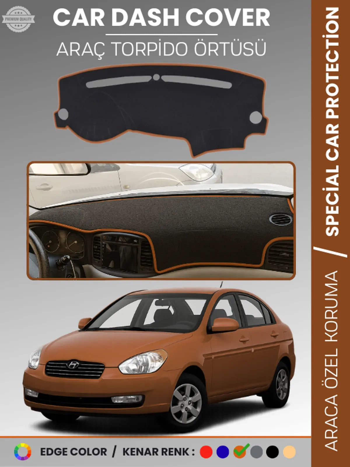 HYUNDAİ ACCENT (2006-2011) Uyumlu Torpido Örtüsü Araca Özel Ön Göğüs Koruma