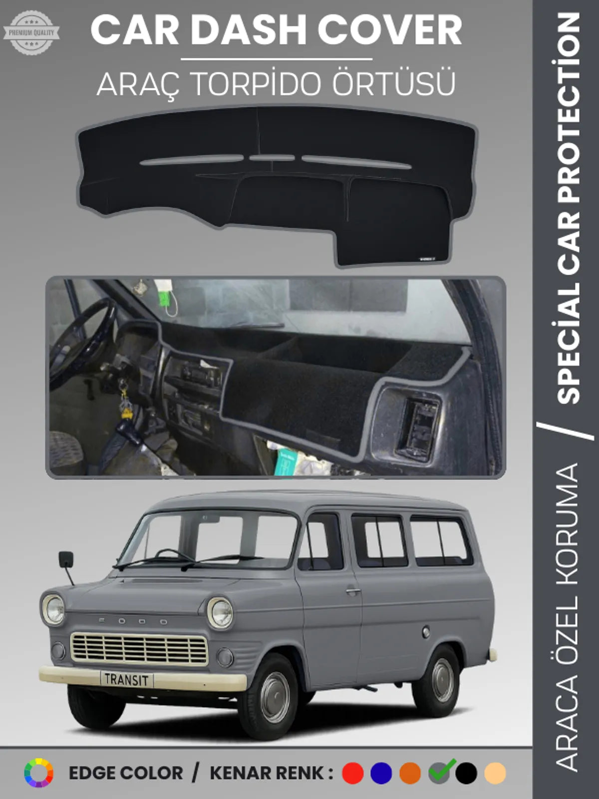 FORDTRANSİT MK1 (1965-1978) Uyumlu Torpido Örtüsü Araca Özel Ön Göğüs Koruma