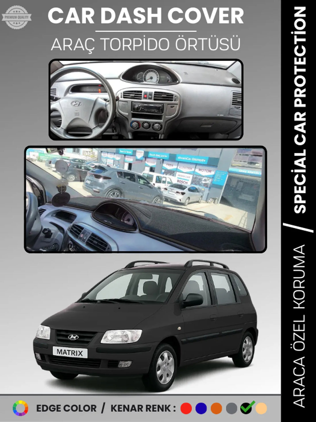 HYUNDAI MATRIX (2001-2010) Uyumlu Torpido Örtüsü Araca Özel Ön Göğüs Koruma