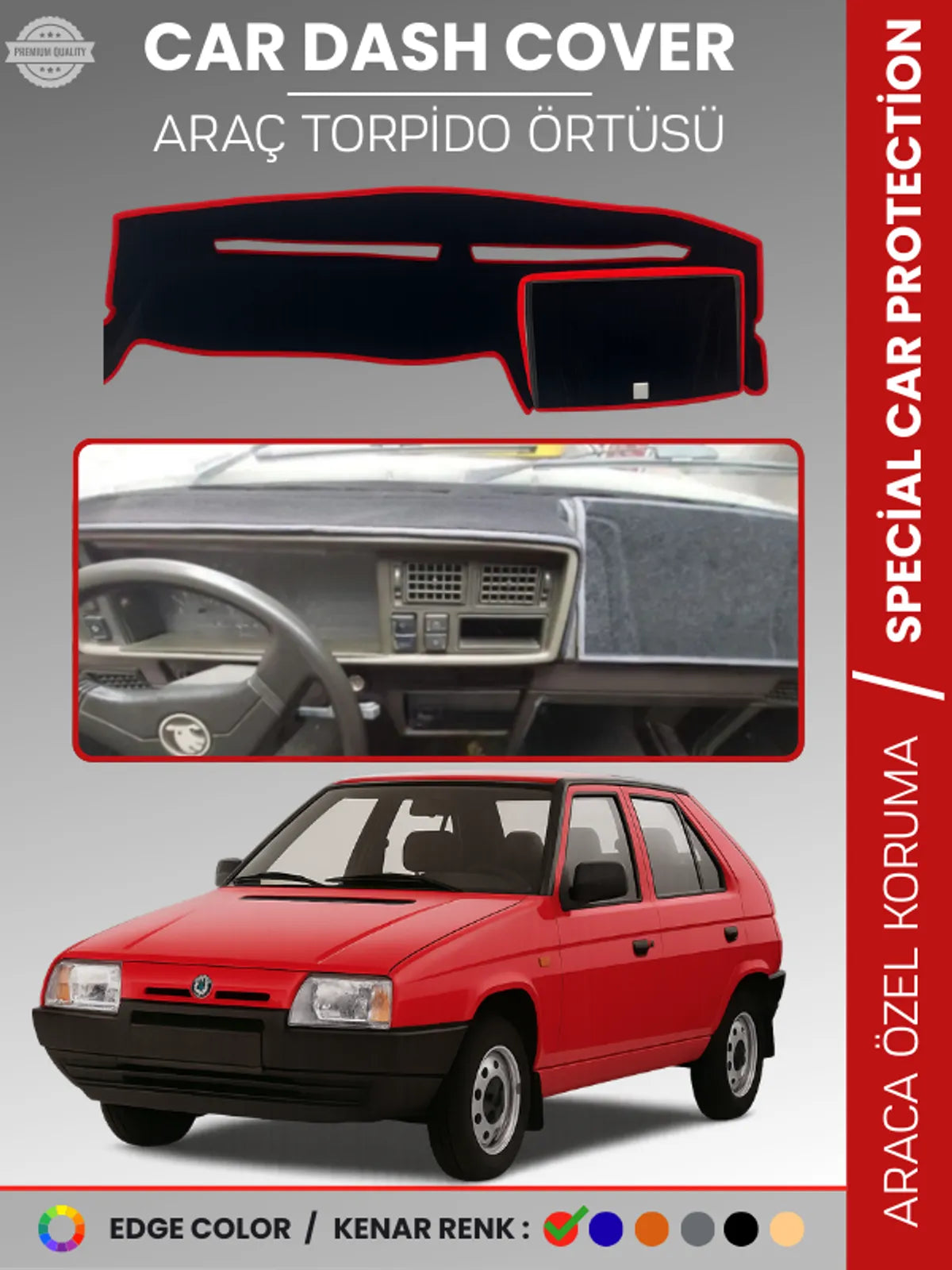 SKODA FAVORİT (1987-1995) Uyumlu Torpido Örtüsü Araca Özel Ön Göğüs Koruma