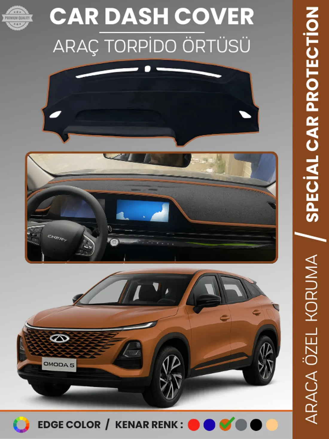 Chery Omada 5 (2022-2025) Uyumlu Torpido Örtüsü Araca Özel Ön Göğüs Koruma