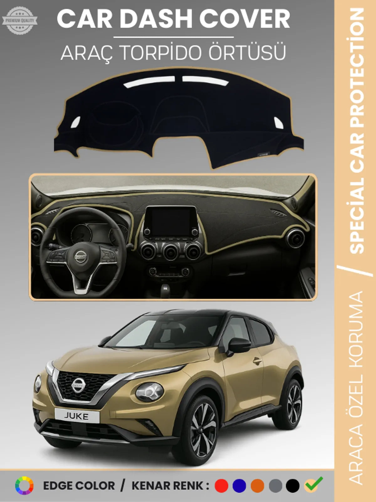 NISSAN JUKE F16 (2019-2025) Uyumlu Torpido Örtüsü Araca Özel Ön Göğüs Koruma