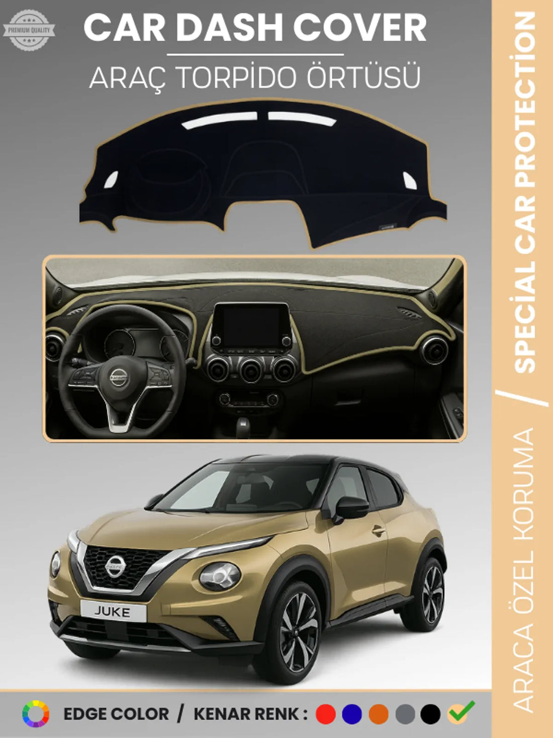 NISSAN JUKE F16 (2019-2025) Uyumlu Torpido Örtüsü Araca Özel Ön Göğüs Koruma