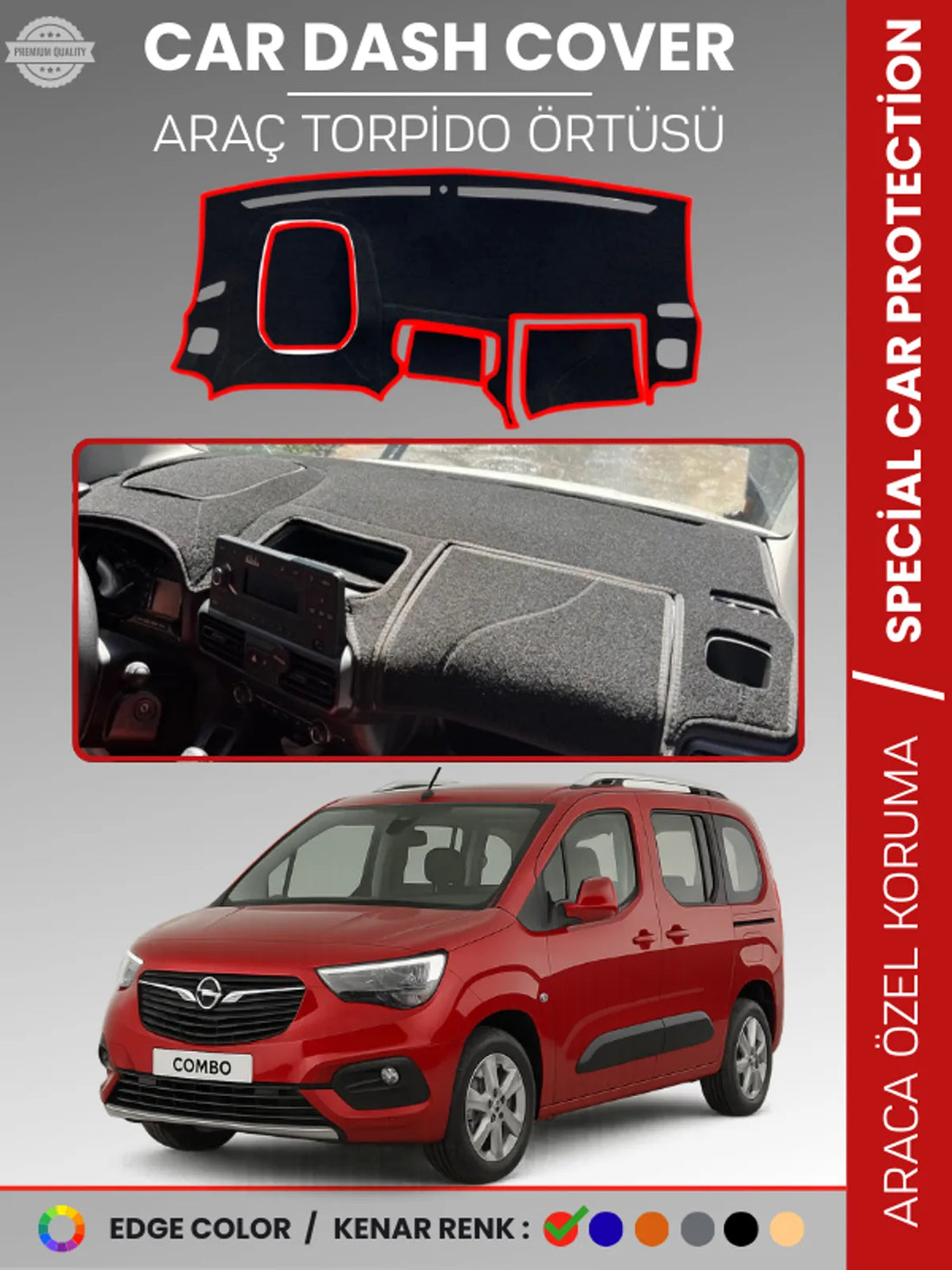 OPEL COMBO E (2018-2025) Uyumlu Torpido Örtüsü Araca Özel Ön Göğüs Koruma