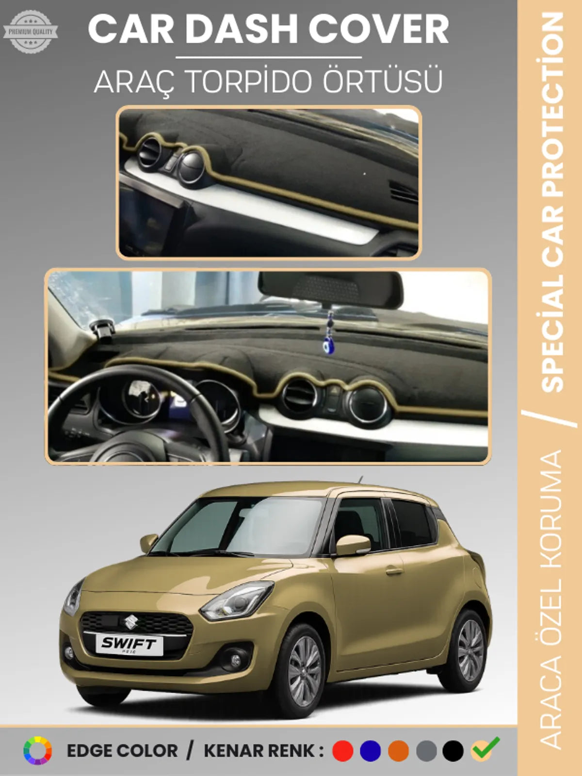 SUZUKI SWİFT (2017-2020) Uyumlu Torpido Örtüsü Araca Özel Ön Göğüs Koruma
