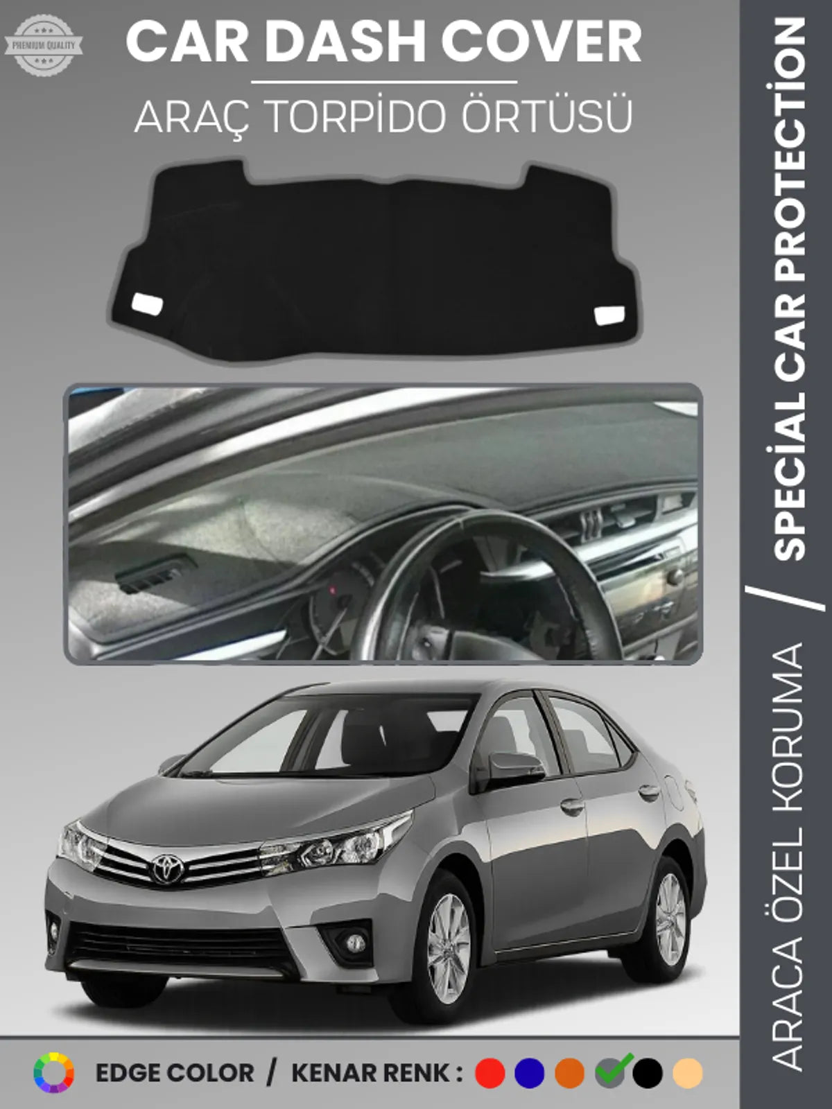 TOYOTA COROLLA E170 (2013-2019) Uyumlu Torpido Örtüsü Araca Özel Ön Göğüs Koruma