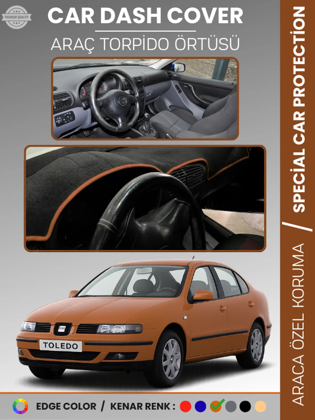 SEAT TOLEDO (1999-2005) Uyumlu Torpido Örtüsü Araca Özel Ön Göğüs Koruma