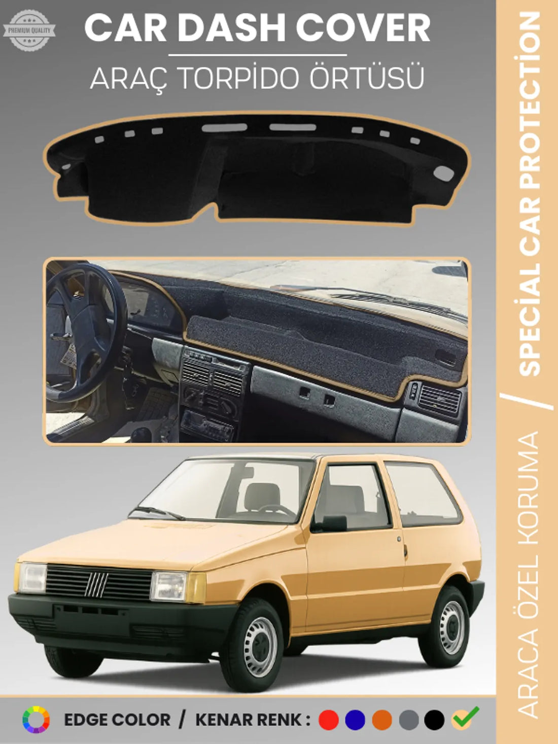 FIAT UNO 60,70 (1983-1995) Uyumlu Torpido Örtüsü Araca Özel Ön Göğüs Koruma