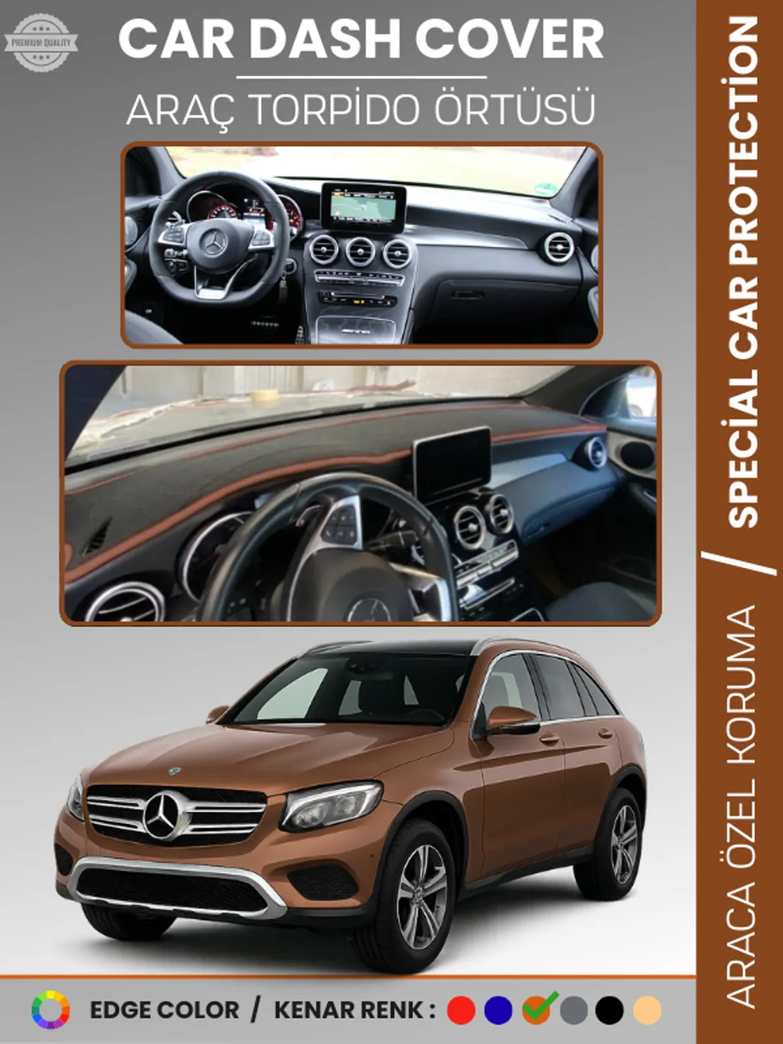 MERCEDES GLC (2015-2020) Uyumlu Torpido Örtüsü Araca Özel Ön Göğüs Koruma