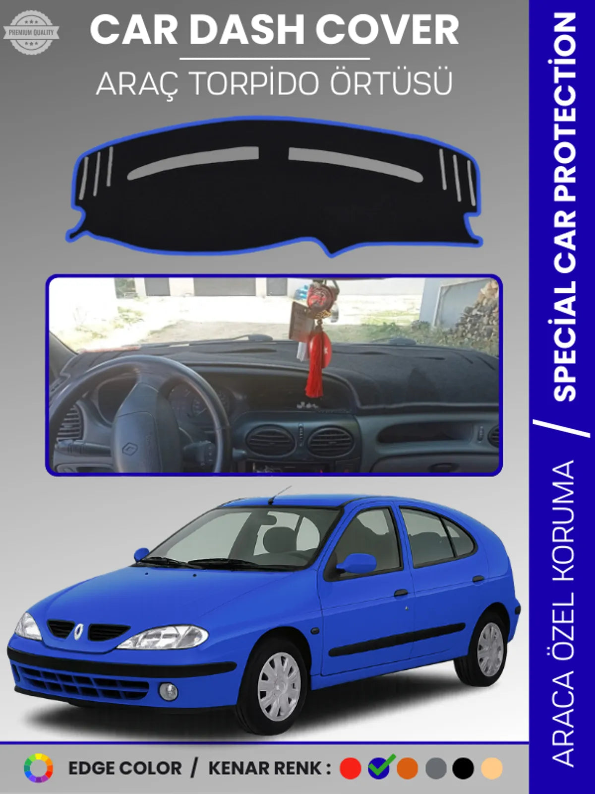 RENAULT MEGANE 1 (1999-2003) Uyumlu Torpido Örtüsü Araca Özel Ön Göğüs Koruma