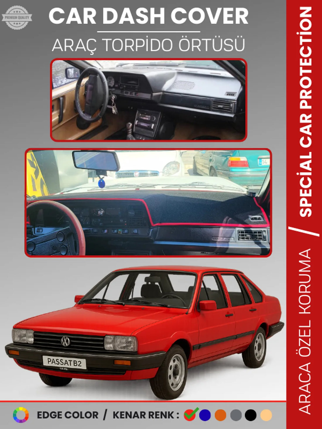 VOLKSWAGEN PASSAT B2 (1981-1988) Uyumlu Torpido Örtüsü Araca Özel Ön Göğüs Koruma