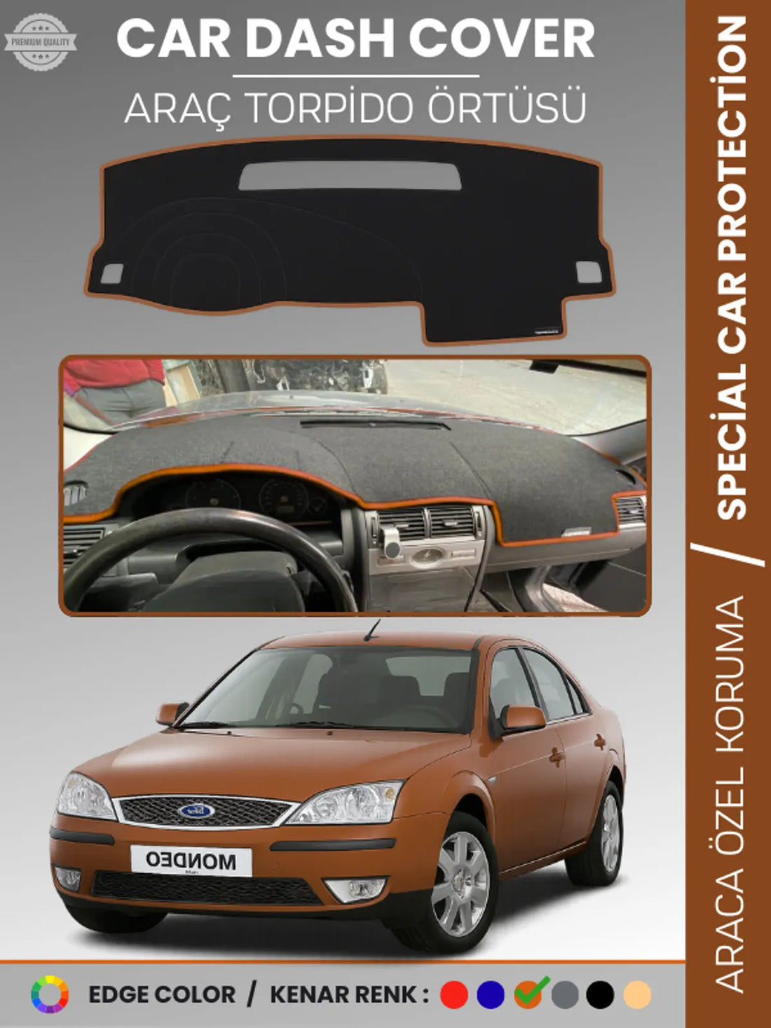 FORD MONDEO (2007-2014) Uyumlu Torpido Örtüsü Araca Özel Ön Göğüs Koruma