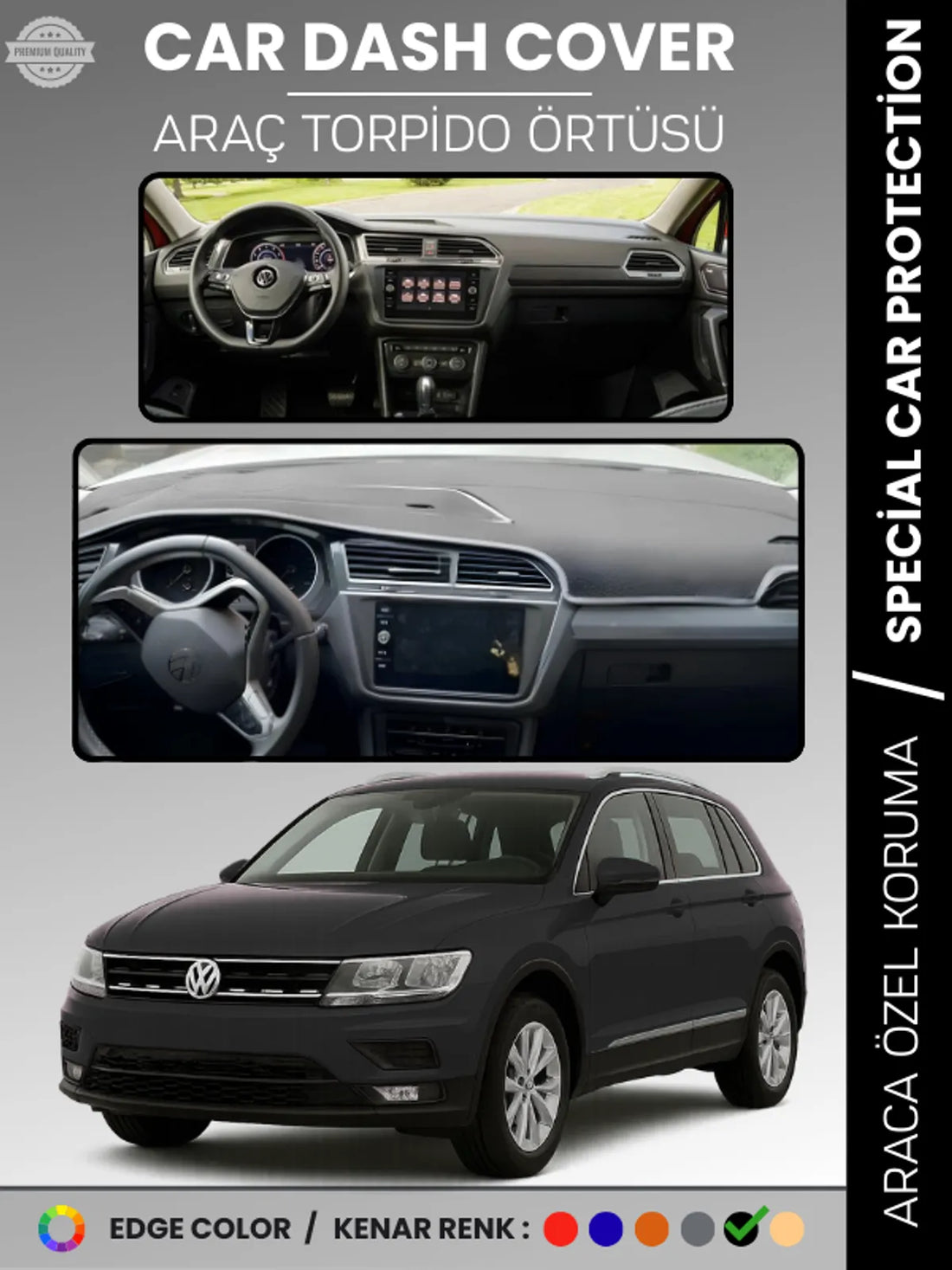 VOLKSWAGEN TIGUAN (2016-2023) Uyumlu Torpido Örtüsü Araca Özel Ön Göğüs Koruma