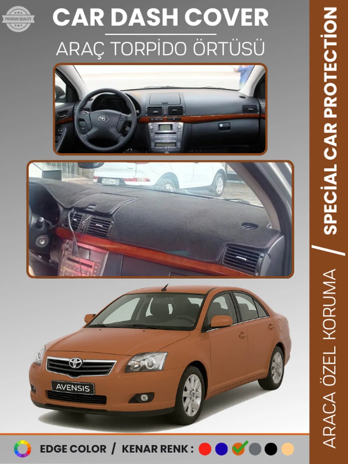 TOYOTA AVENSİS T250 (2003-2008) Uyumlu Torpido Örtüsü Araca Özel Ön Göğüs Koruma