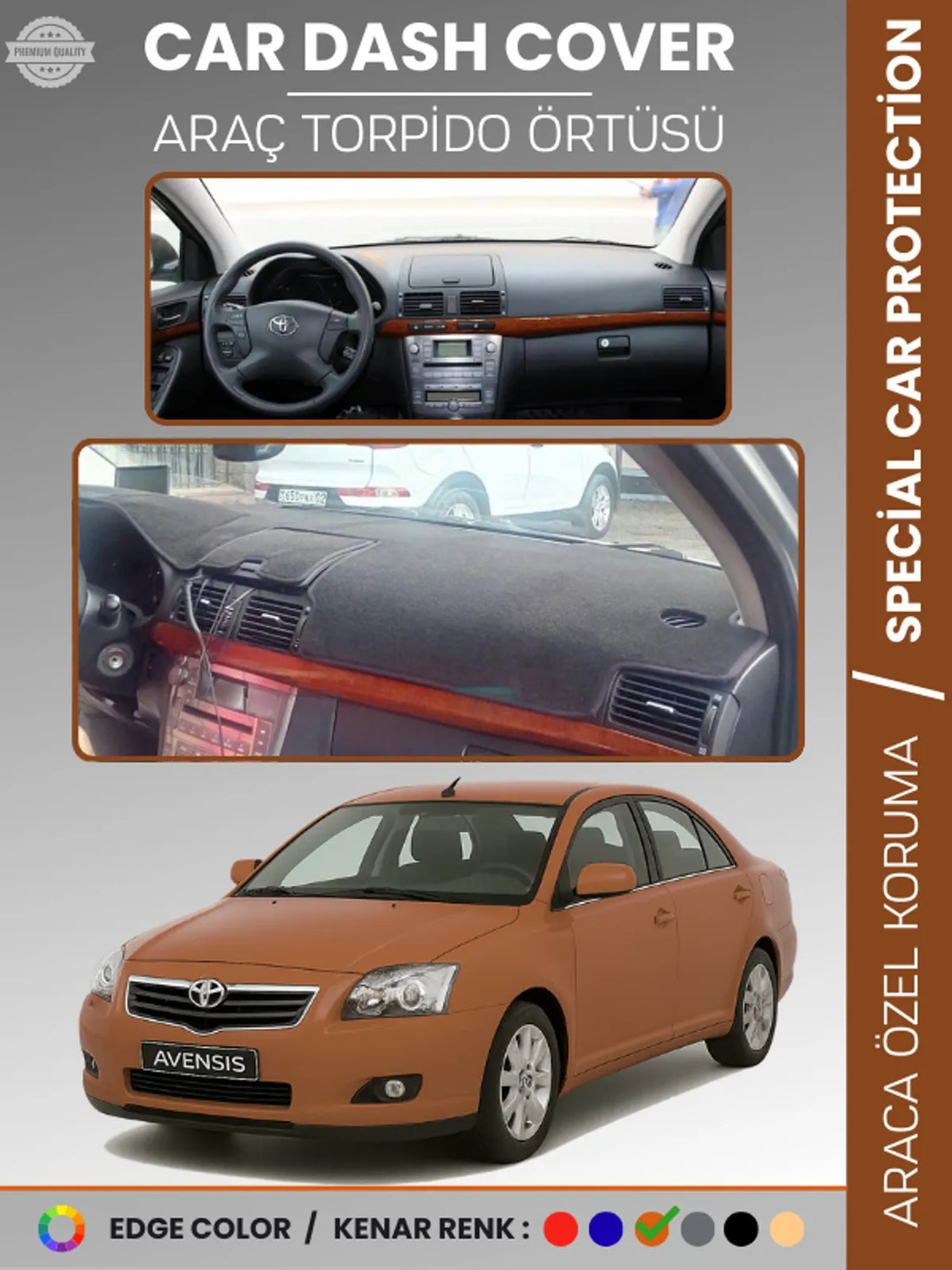 TOYOTA AVENSİS T250 (2003-2008) Uyumlu Torpido Örtüsü Araca Özel Ön Göğüs Koruma