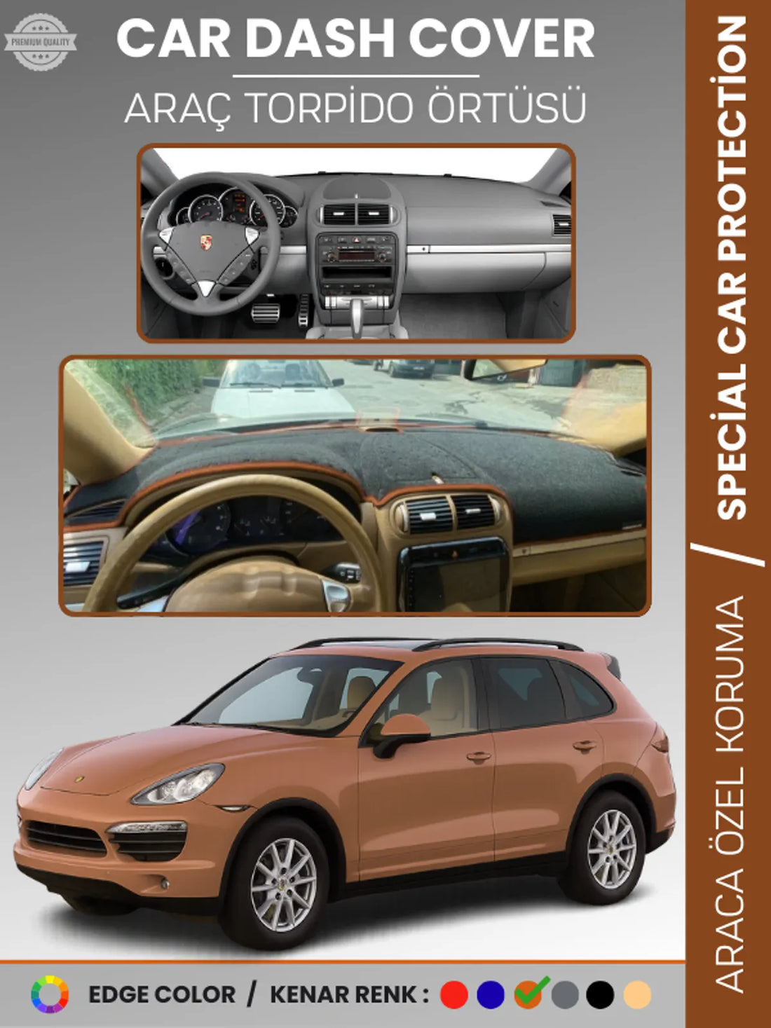 PORSCHE CAYENNE (2002-2010) Uyumlu Torpido Örtüsü Araca Özel Ön Göğüs Koruma
