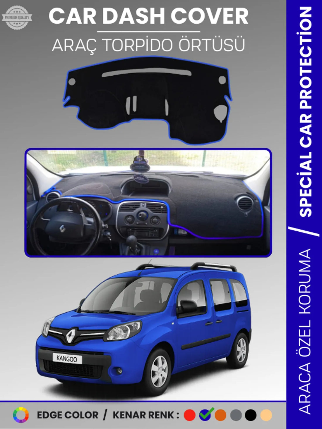 RENAULT KANGOO (2009-2019) Uyumlu Torpido Örtüsü Araca Özel Ön Göğüs Koruma