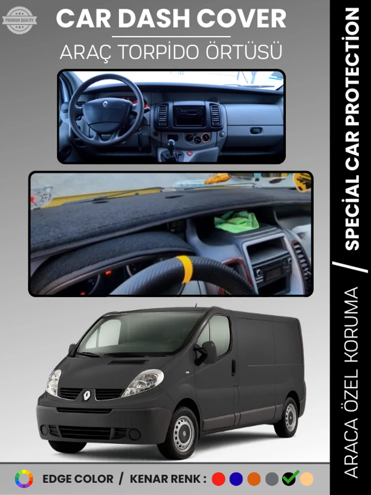 RENAULT TRAFIC 2 (2001-2014) Uyumlu Torpido Örtüsü Araca Özel Ön Göğüs Koruma