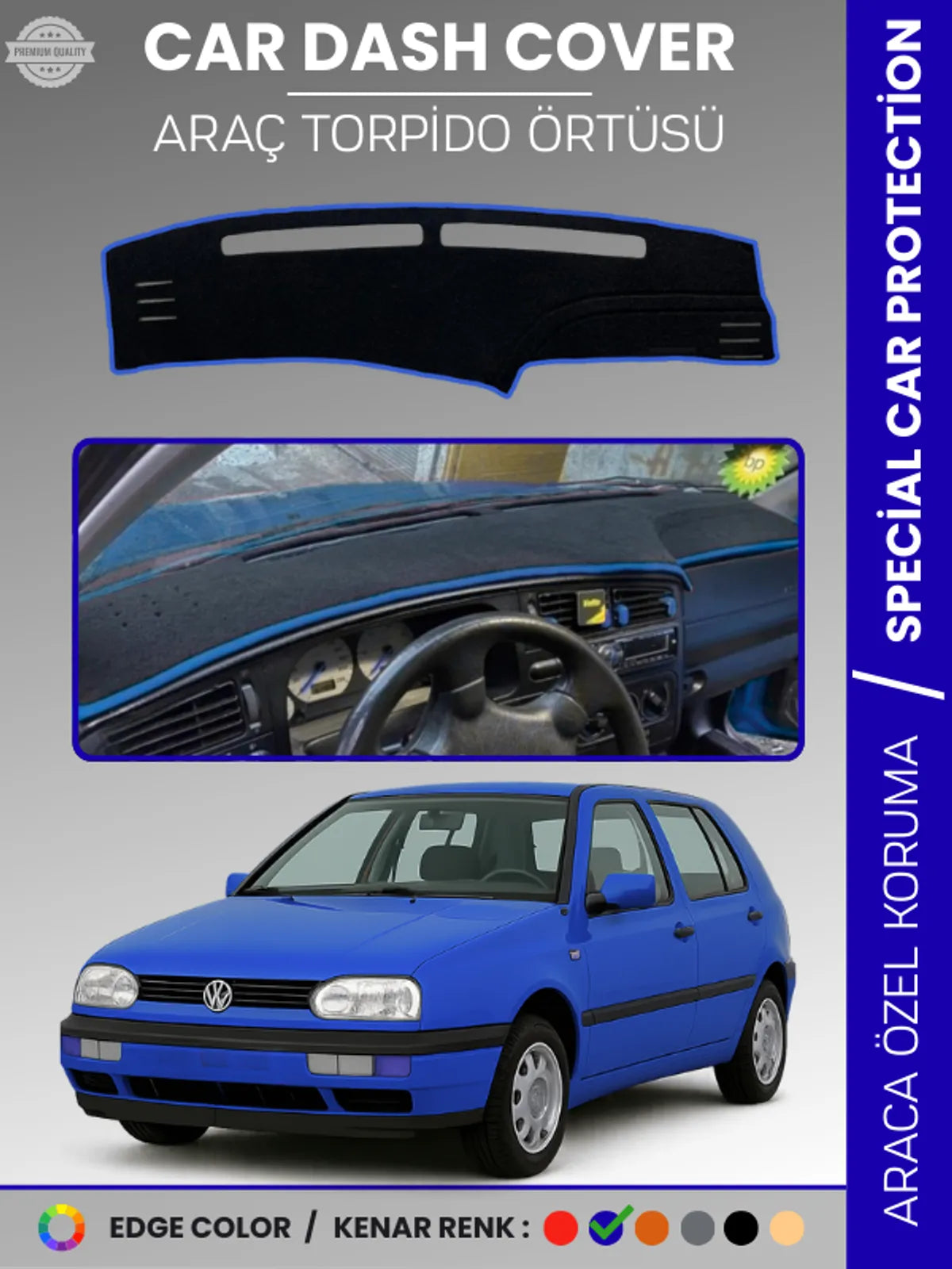 VOLKSWAGEN GOLF 3 MK3 (1991-1998) Uyumlu Torpido Örtüsü Araca Özel Ön Göğüs Koruma