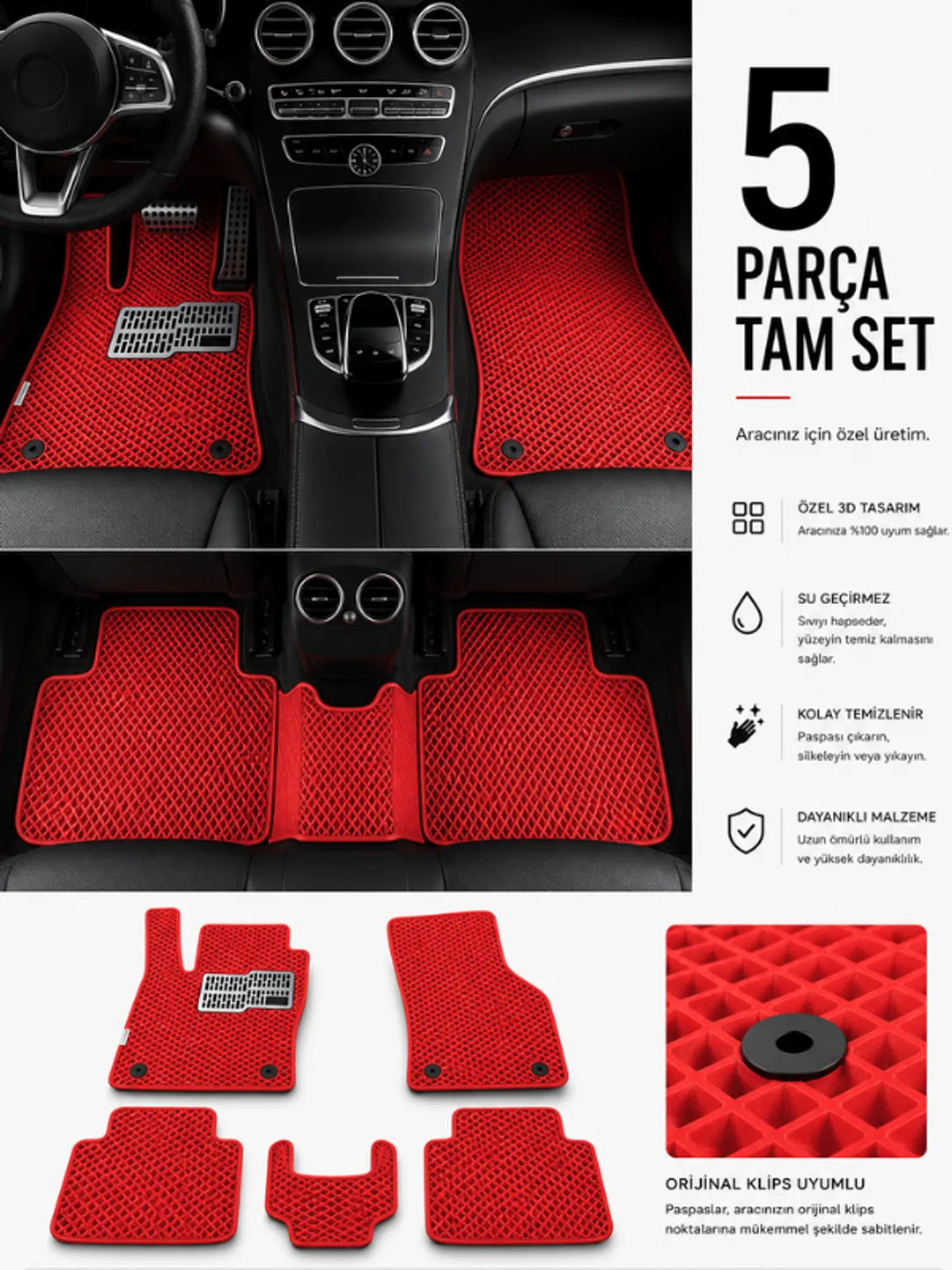 Ford Focus 5-Hatchback (2024-2025) Araca Özel EVA Oto Paspas Seti Topukluk Dahil Tam Set