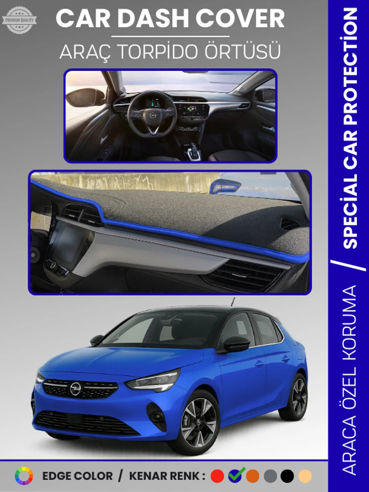 OPEL CORSA F (2019+) Uyumlu Torpido Örtüsü Araca Özel Ön Göğüs Koruma