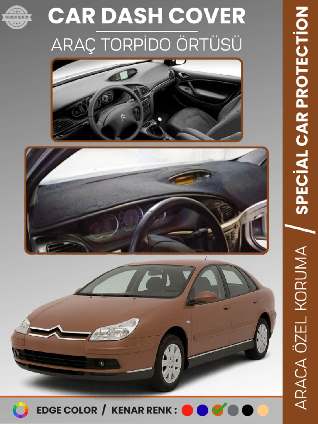 CITROEN C5 (2004-2008) Uyumlu Torpido Örtüsü Araca Özel Ön Göğüs Koruma