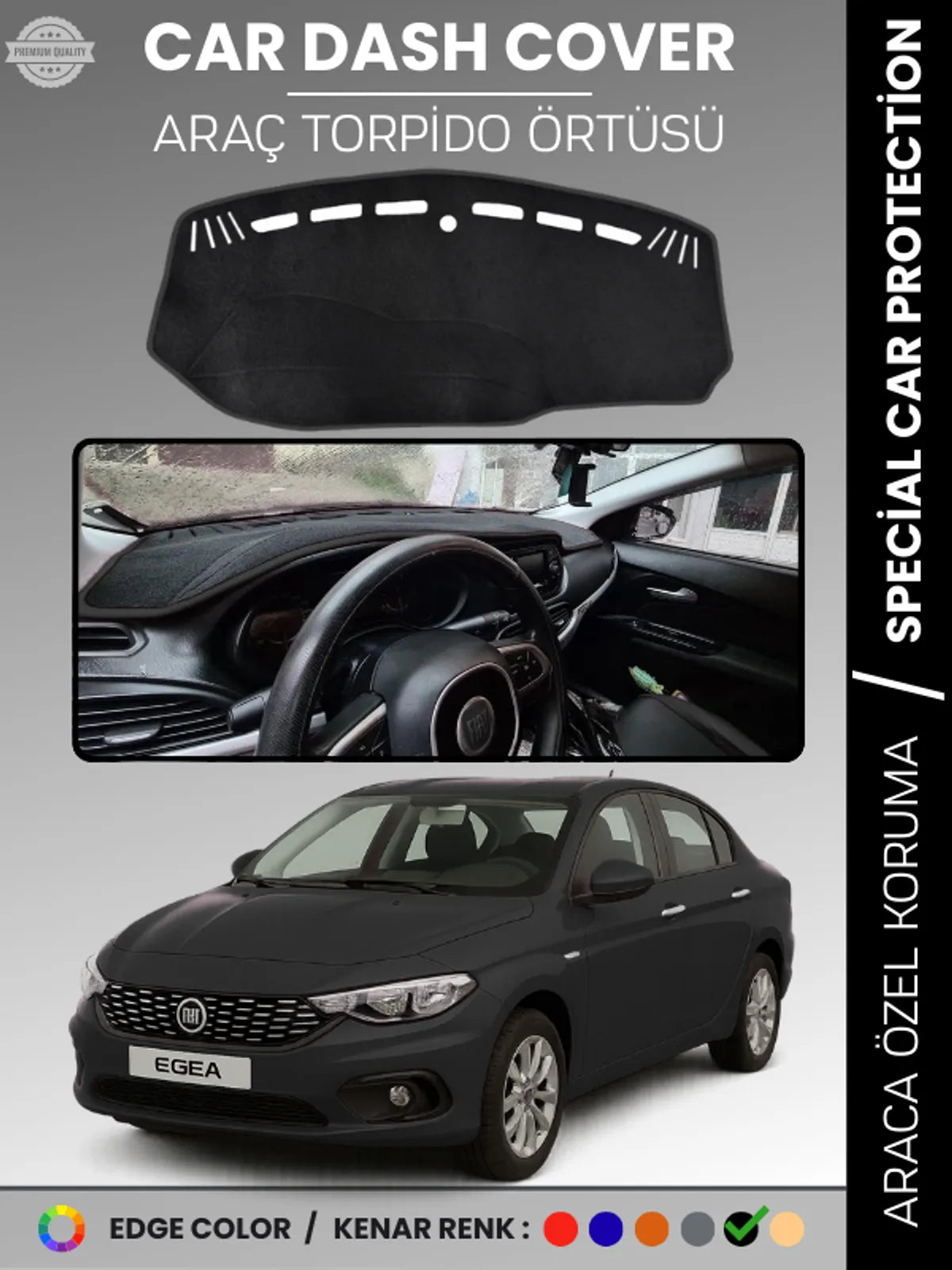 FIAT EGEA (2007-2021) Uyumlu Torpido Örtüsü Araca Özel Ön Göğüs Koruma