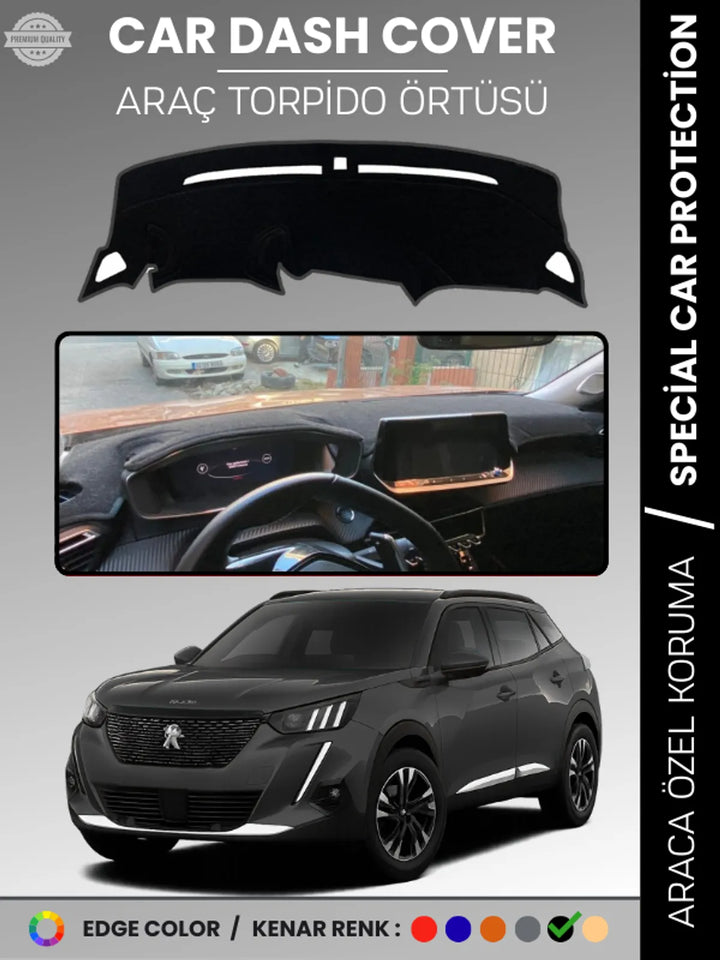 PEUGEOT 2008 (2019-2021) Uyumlu Torpido Örtüsü Araca Özel Ön Göğüs Koruma
