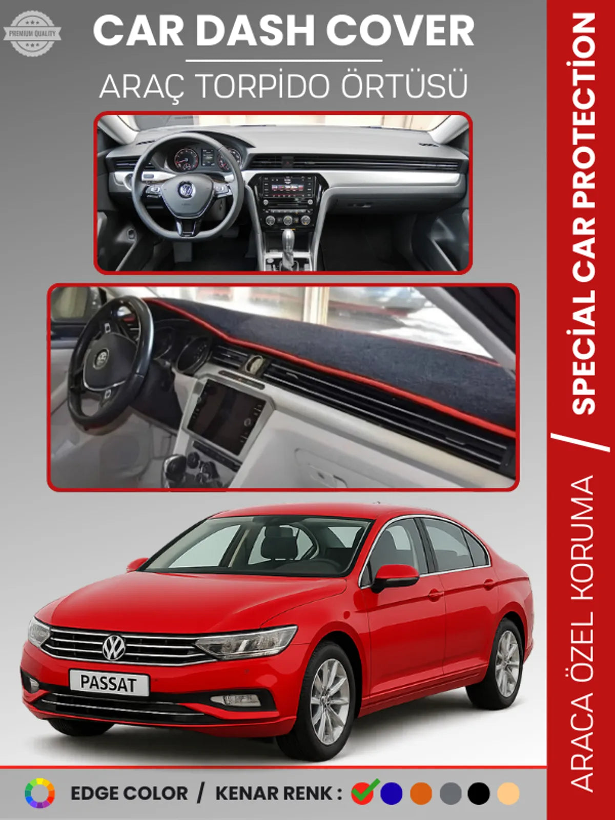 VOLKSWAGEN PASSAT B8 (2015-2020) Uyumlu Torpido Örtüsü Araca Özel Ön Göğüs Koruma